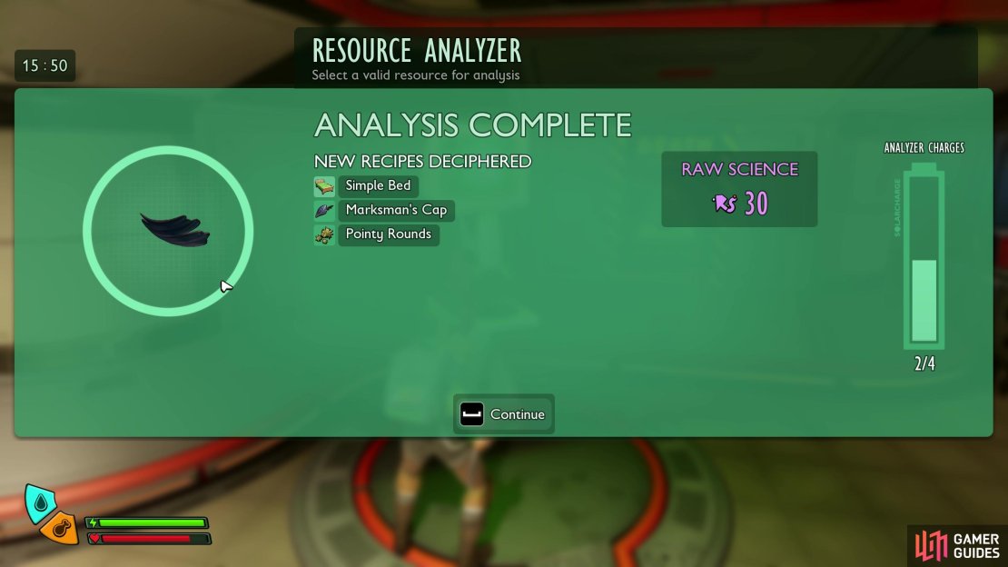 There’s a neat Archery hat and building pieces that unlock after research Crow Feather Pieces. Image via Gamer Guides / Obsidian.