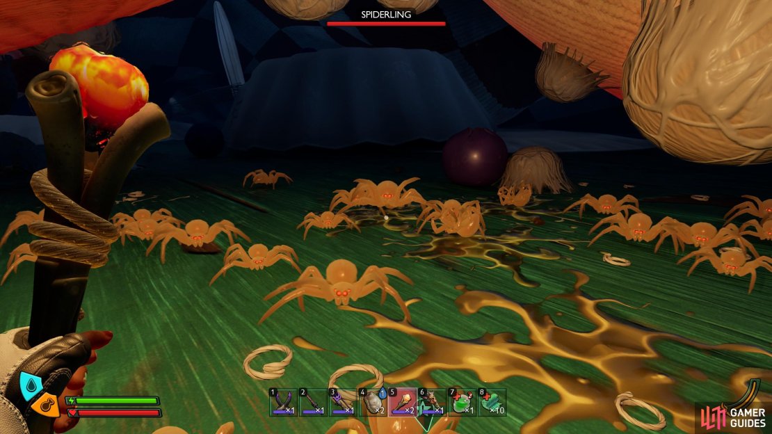 Just look at all those Spiderlings to farm for the Mutation kill challenges. Image via Gamer Guides / Obsidian.