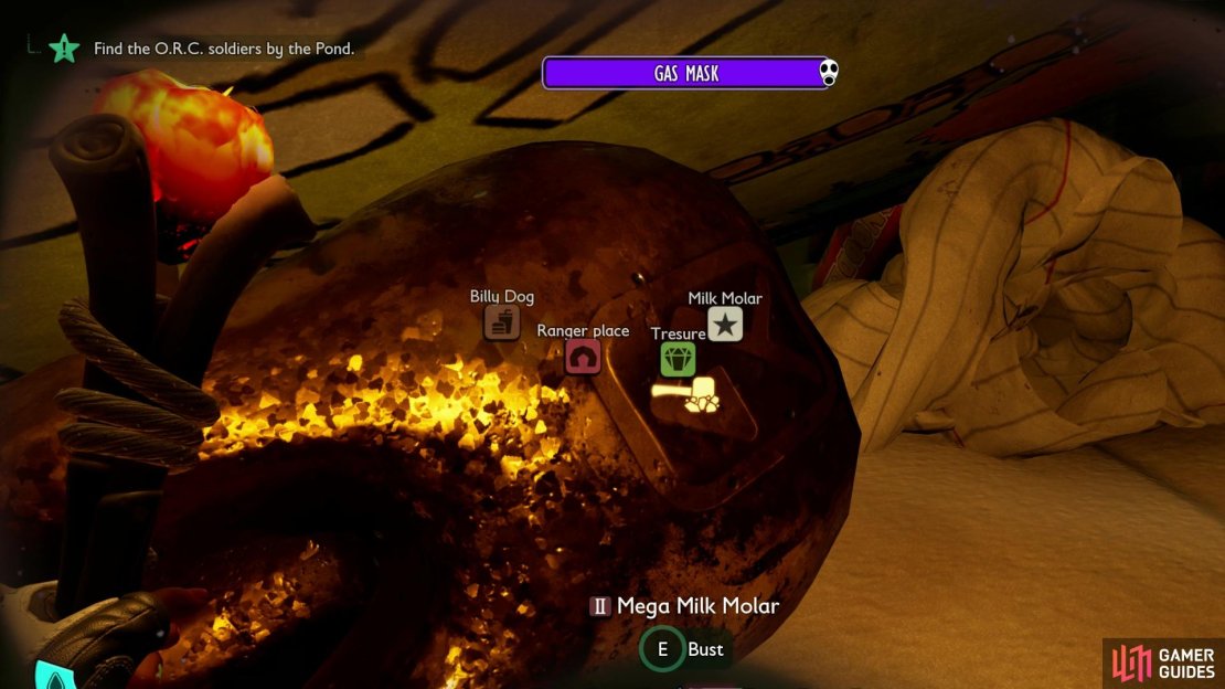 There’s a cheeky hidden Mega Milk Molar inside the top section of the Garbage Can in Grounded 2. Image via Gamer Guides / Obsidian