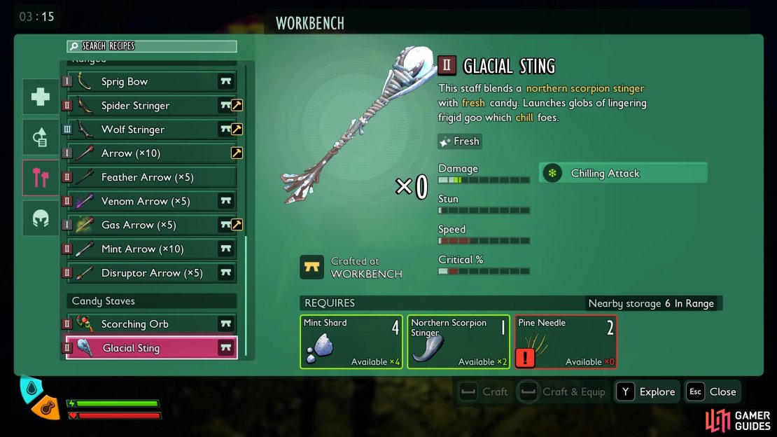 Frost Mages will want this Fresh and Minty staff using Mint Shards. Image via Gamer Guides / Obsidian.