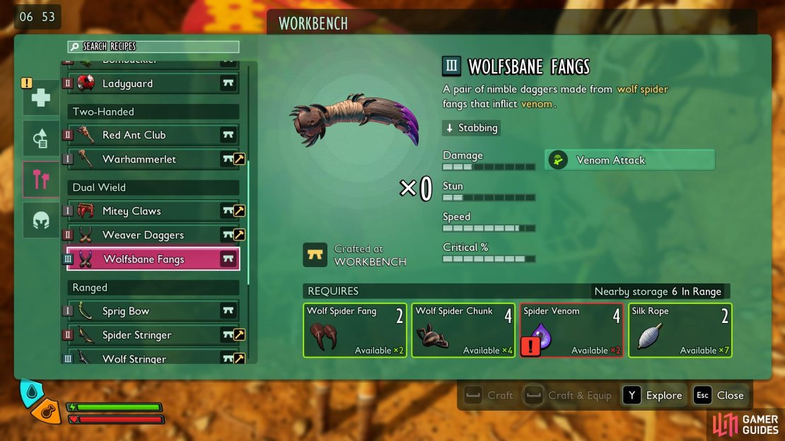 Silk Ropes are needed to craft some of the best weapons in Grounded 2. Image via Gamer Guides / Obsidian.