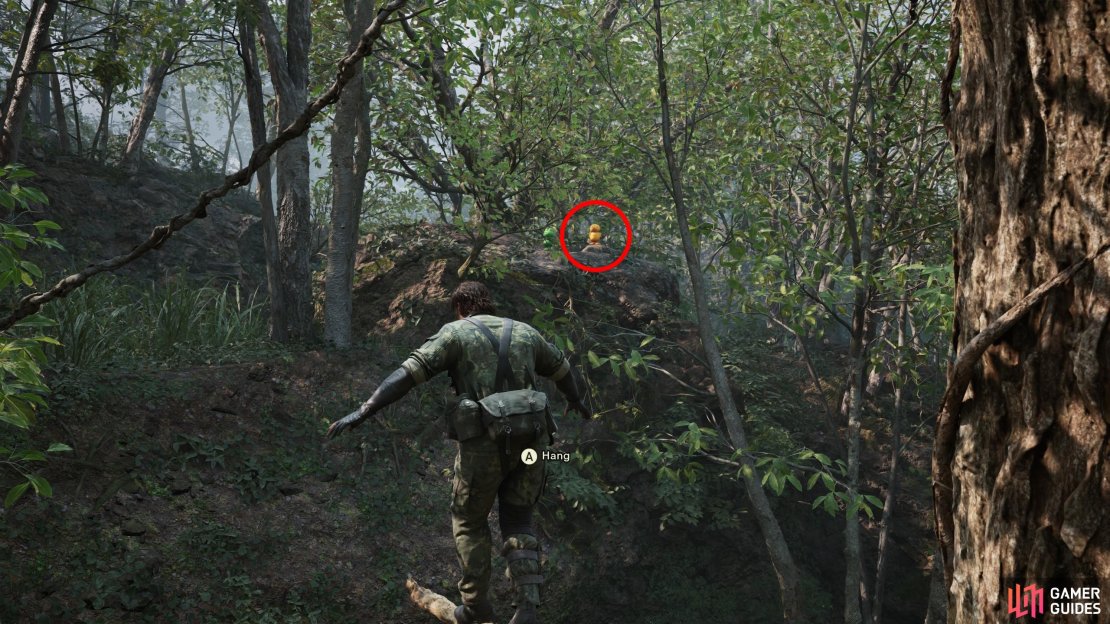 During Operation Virtuous, climb a tree to get your backpack, then climb the same tree again and look east to spot this GA-KO on a ledge.