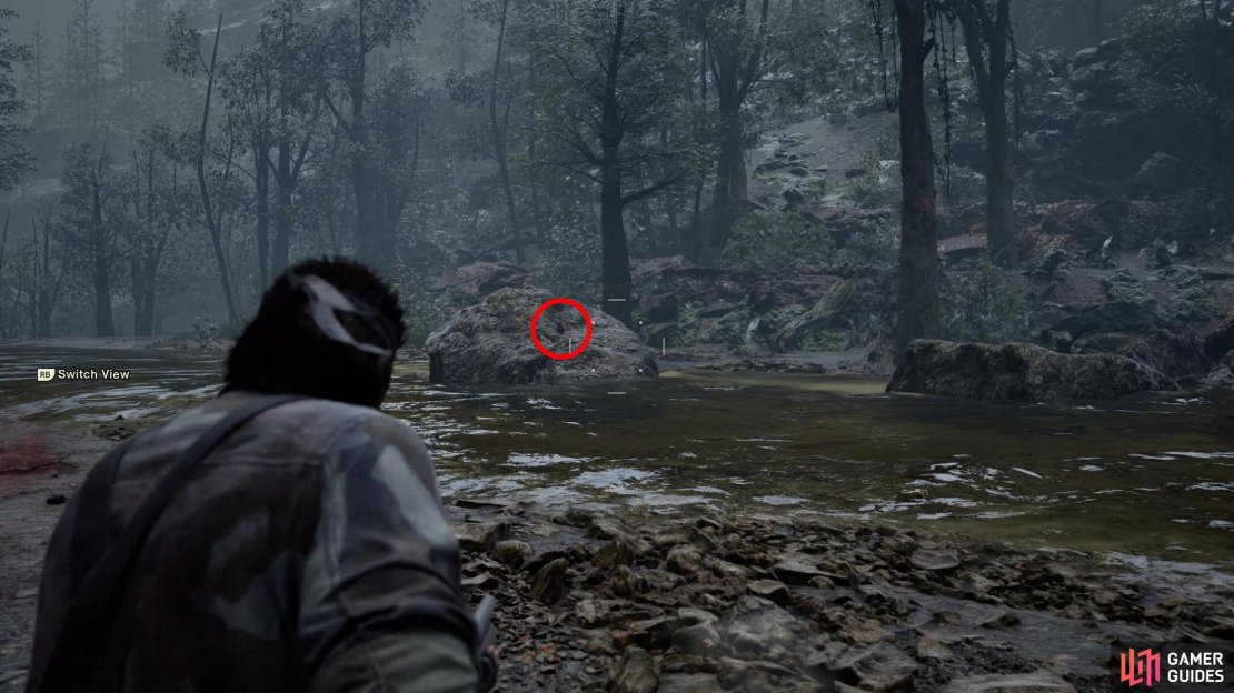 During the chase sequence in Lazorevo North, after Kerotan 61 on the rocks ahead and to the left, aim ahead and to the right at a rock in the river to find this GA-KO.