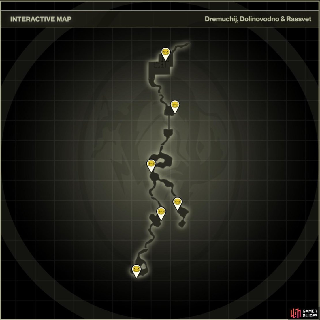 A map of the GA-KO in the Dremuchij, Dolinvodno and Rassvet areas during Operation Snake Eater.