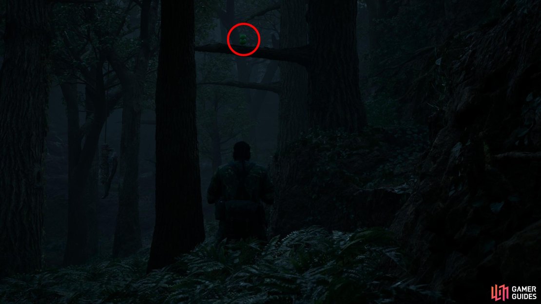 Head to the northern exit in the Granny Gorki South area and turn west to spot this Kerotan on a tree branch.