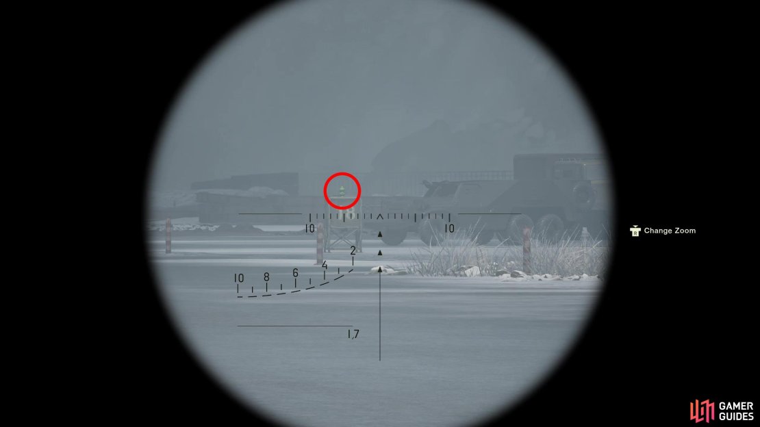 During the second Groznyj Grad Runway screen, aim ahead and left to spot this Kerotan atop the “18” sign.