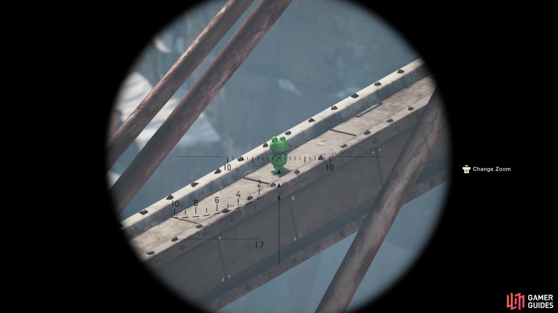 As you wait for the Shagohod to cross the Groznyj Grad Rail Bridge, stand up and look at the supports under the bridge to the left to find this Kerotan.