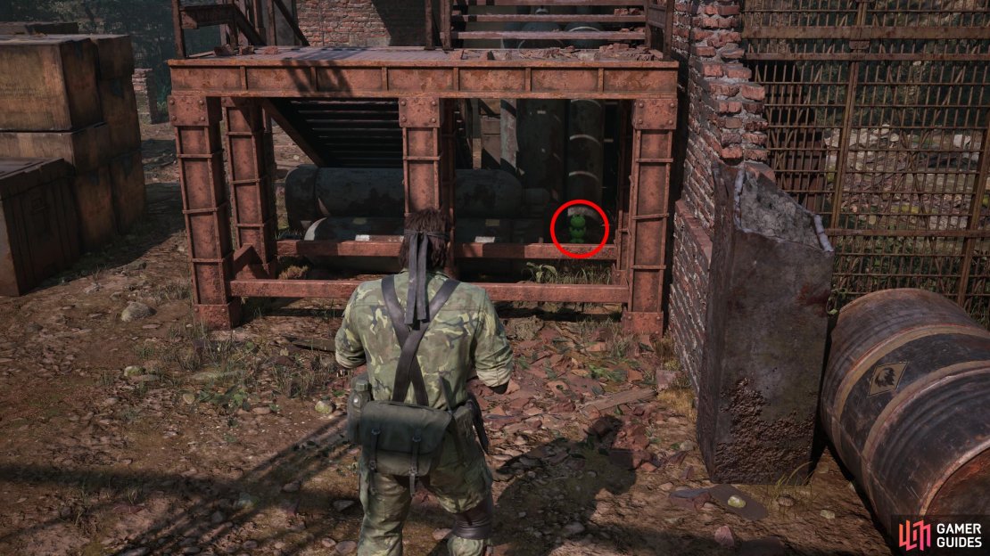 After a story event at Rassvet during Operation Snake Eater, find this Kerotan hiding under the stairs.