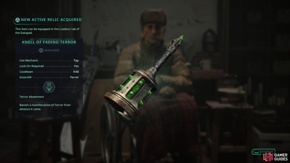 Here’s a very strong active relic you get for completing this good deed. Image via Gamer Guides / Nacon.