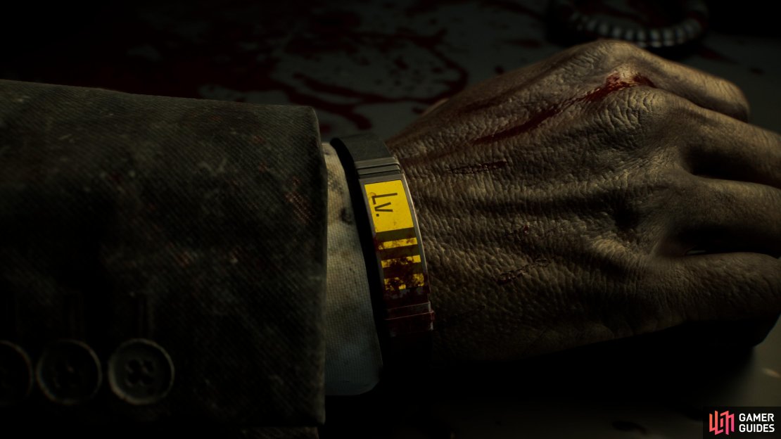 The level 3 wristband comes near the end of the end of the Rhodes Hill level. Image via Gamer Guides / Capcom.
