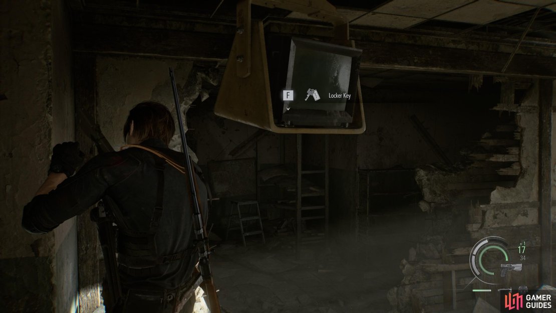 Cimb the box and get the Key to go and claim your reward from the Locker in the West Office. Image via Gamer Guides / Capcom.