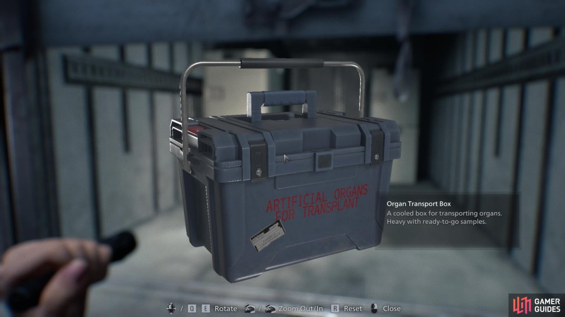 Here&rsquo;s how to get and open the Organ Transport Box in Resident Evil Requiem. Image via Gamer Guides / Capcom.