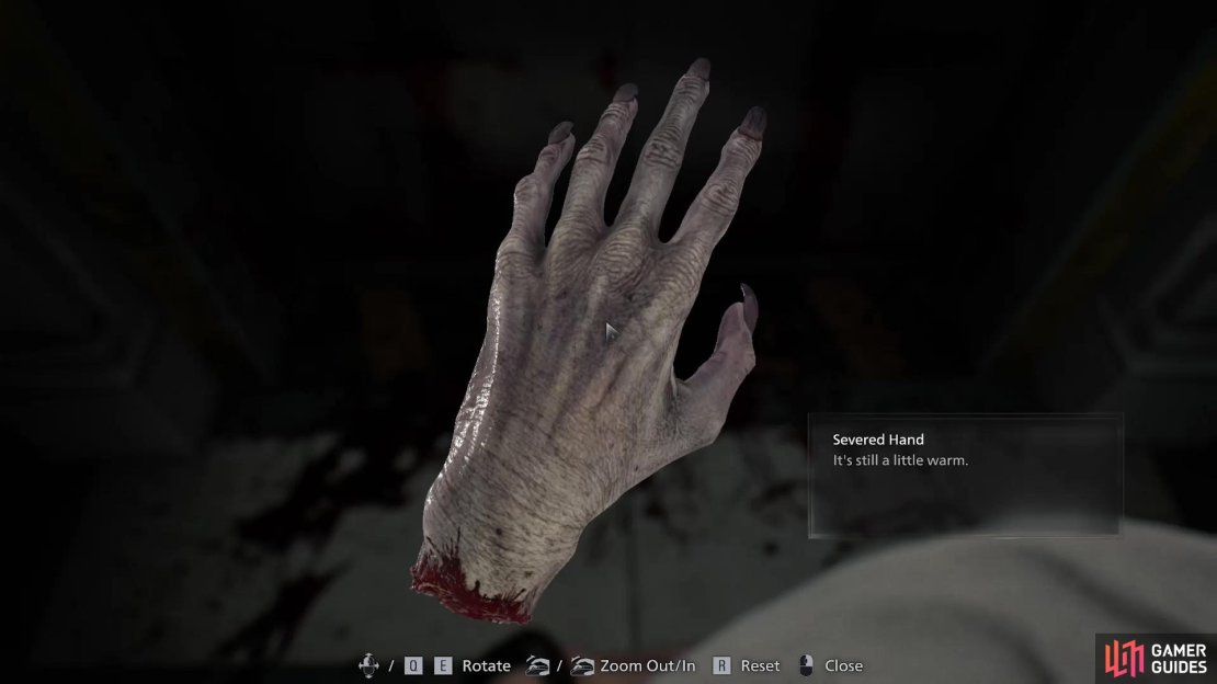 A look at what the Severed Hand does in Resident Evil Requiem. Image via Gamer Guides / Capcom.