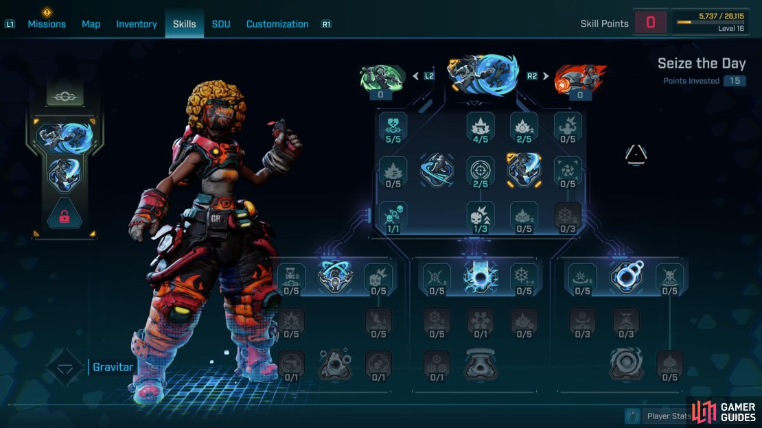 Harlowe’s Seize the Day skill tree
