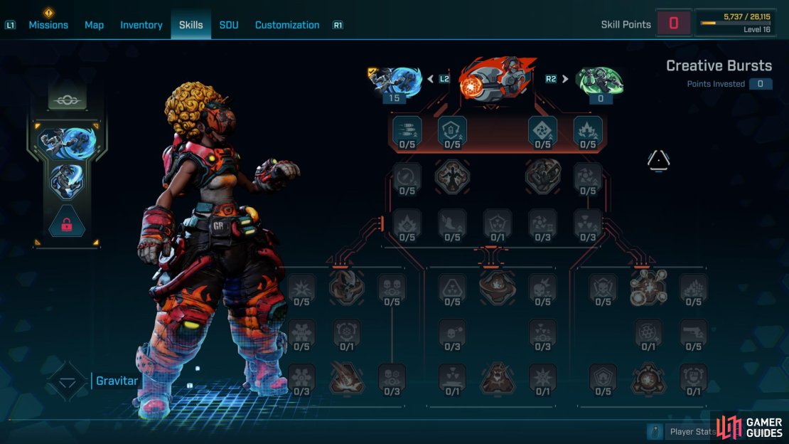 Harlowe’s Creative Bursts skill tree