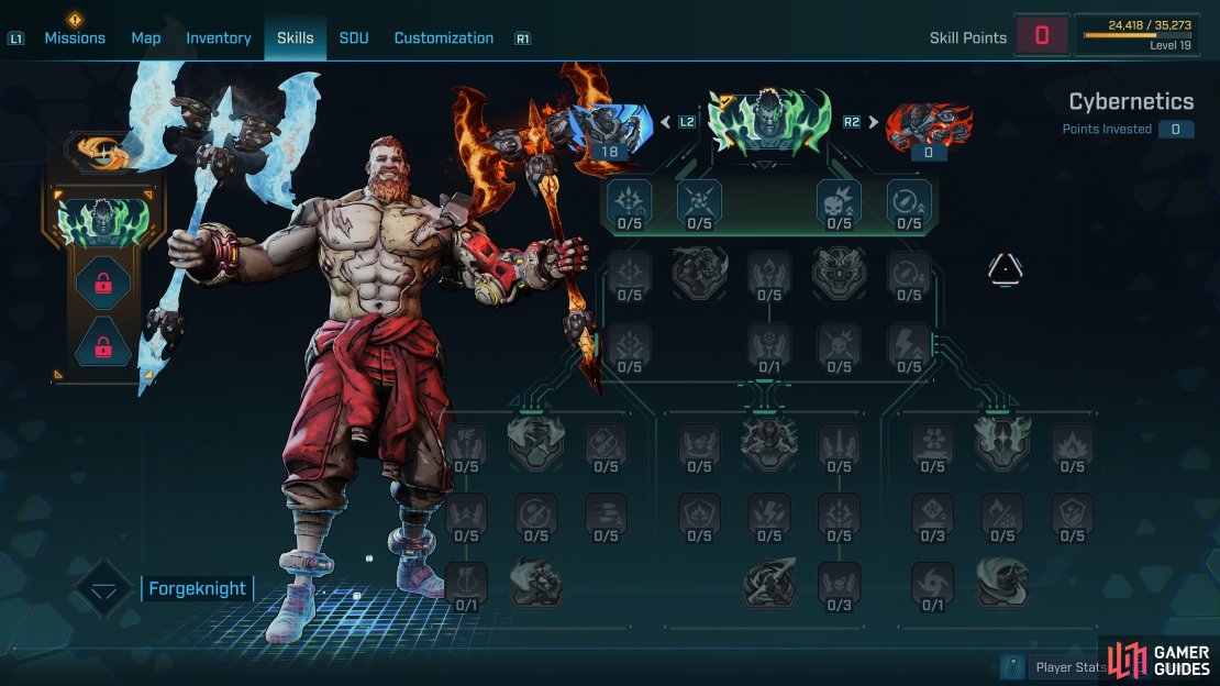 Amon&rsquo;s Cybernetics skill tree