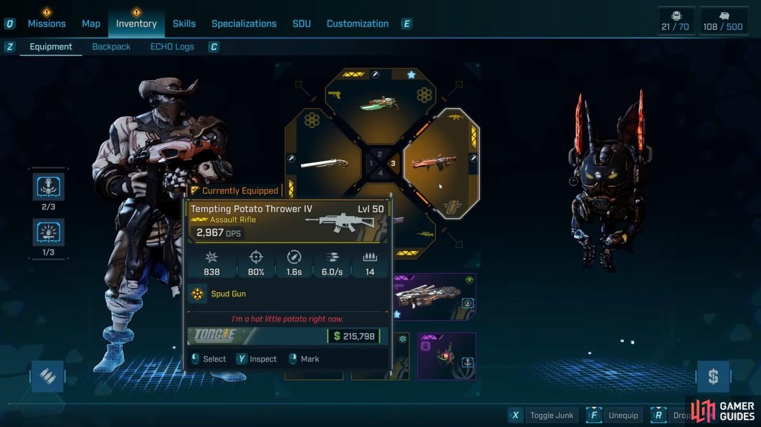 Potato Thrower IV Legendary Assault Rifle
