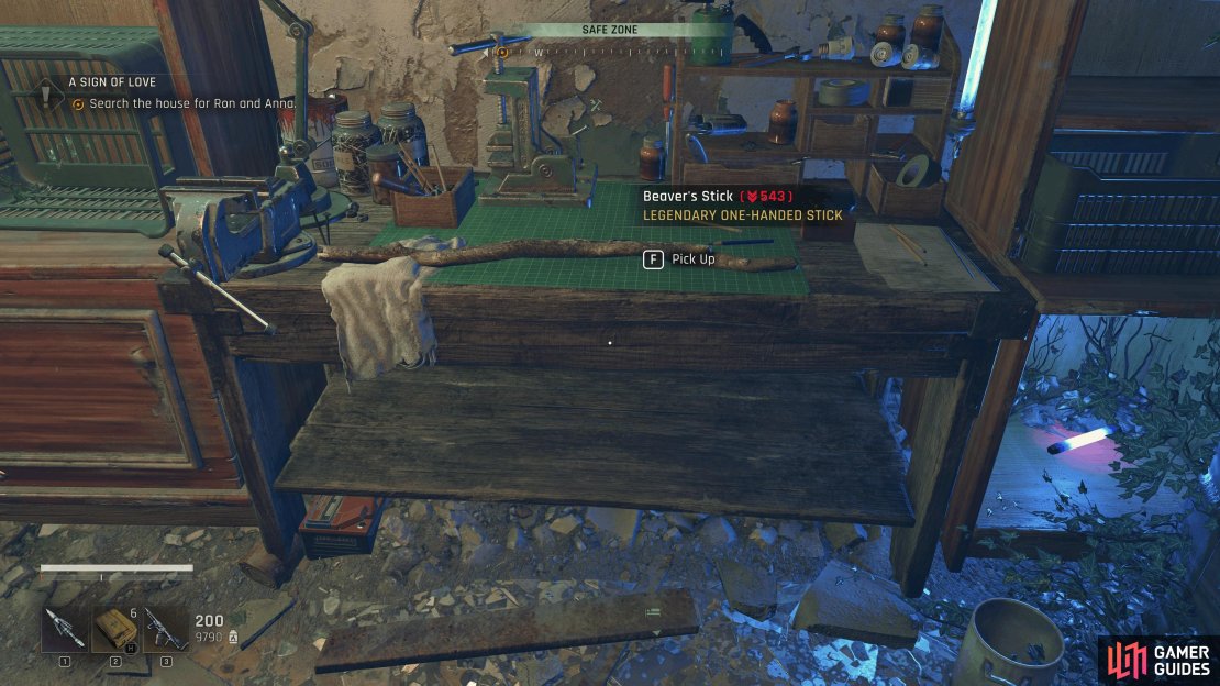 You can collect the Beaver Stick legendary weapon after completing a secret safe zone easter egg in Dying Light: The Beast. Image via Gamer Guides / Techland.