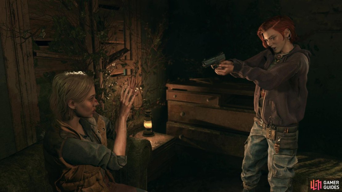 There are two major Lucy choices in the Chain Reaction quest ending. Image via Gamer Guides / Techland.