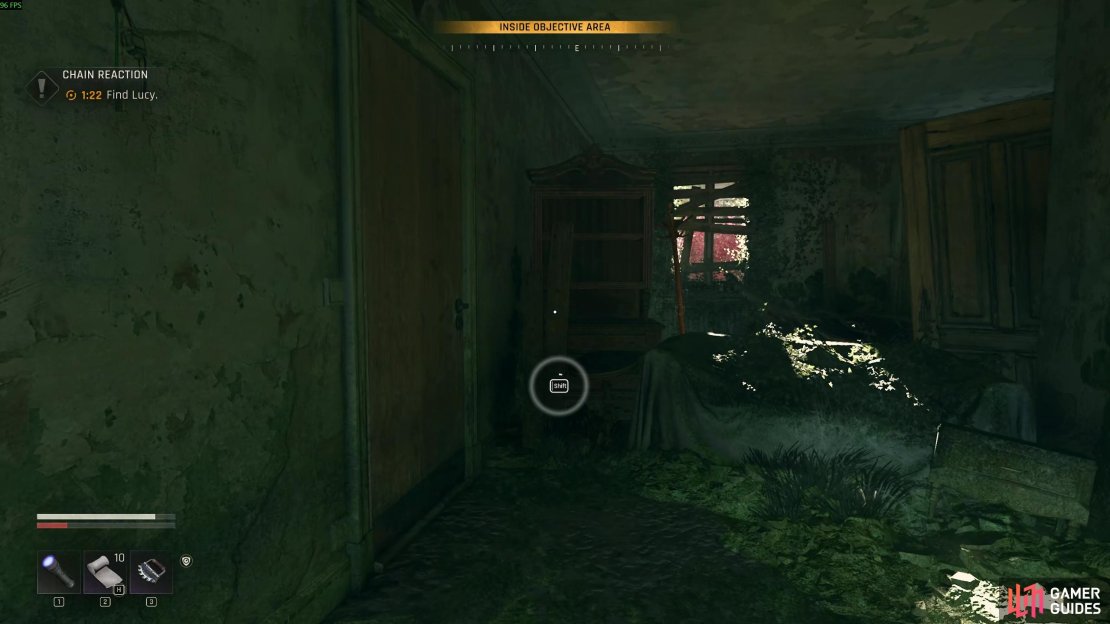 Drive to the location and beat the timer doing so. Enter the building, then open the door on the left as seen in this image. Image via Gamer Guides / Techland.