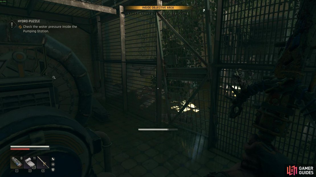 Head through to the fenced off area to get the Water Pressure reading. Image via Gamer Guides / Techland.