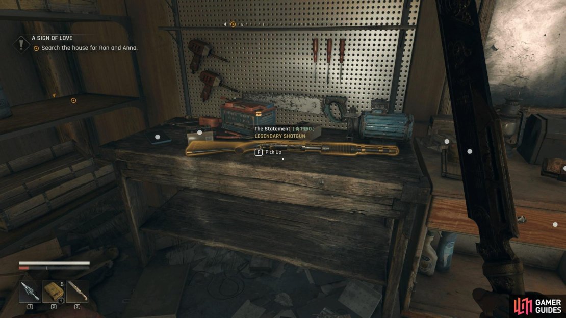 You can get a legendary shotgun from a farmhouse no less. Image via Gamer Guides / Techland.