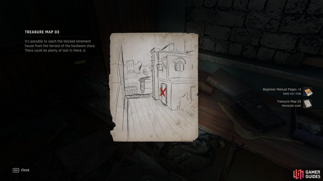You can find the Treasure Map in a locked room on the second floor of the Station Sq. Apartment in Old Town. Image via Gamer Guides/ Techland.