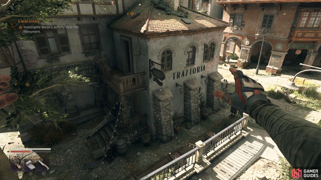 Jump out of the Treasure Room and make your way towards this hotel here. Image via Gamer Guides / Techland.