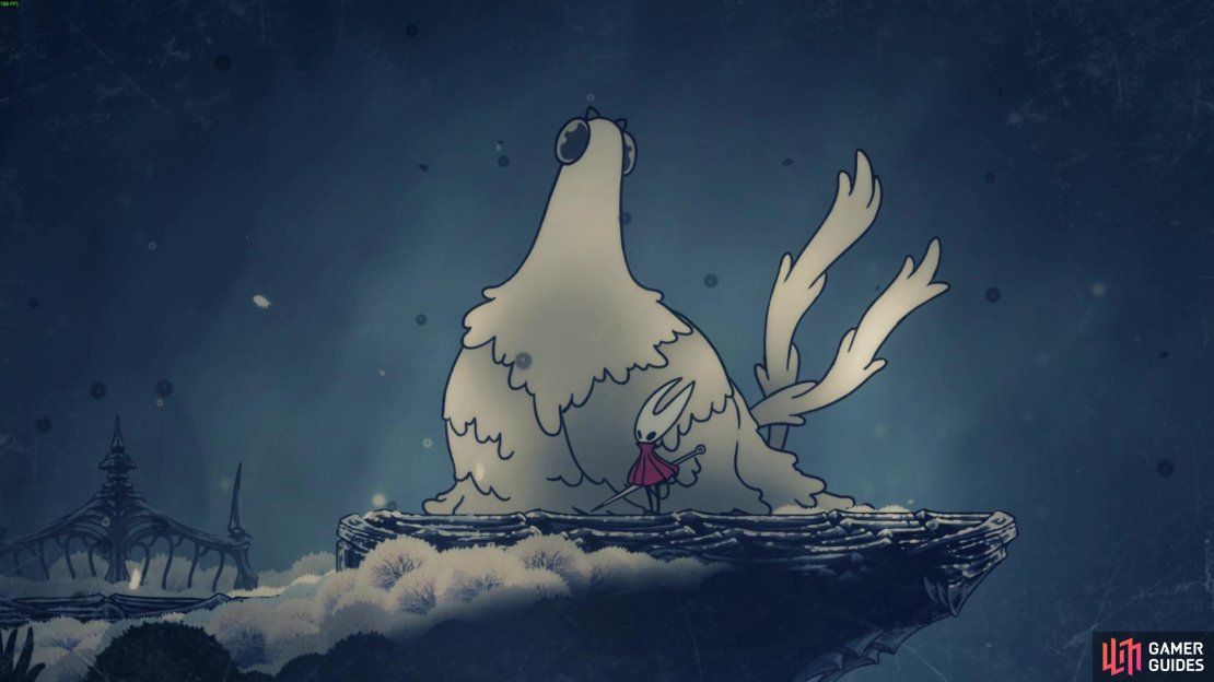 Reach the top of Mount Fay will allow you to play the Needlevin, meet a friend and get the Mount Faydown Cloak and unlock double jump.Image via Gamer Guides / Team Cherry.