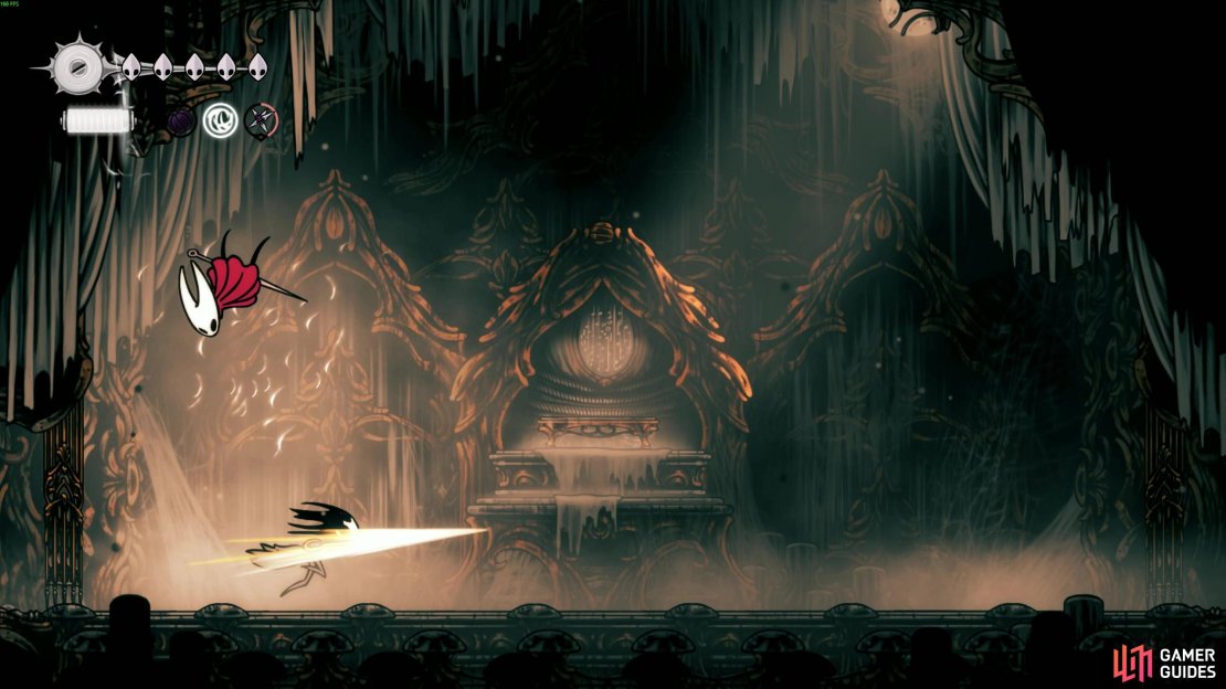 Defeat the Phantom to end The Mists curse and escape Act 2. Image via Gamer Guides / Team Cherry.