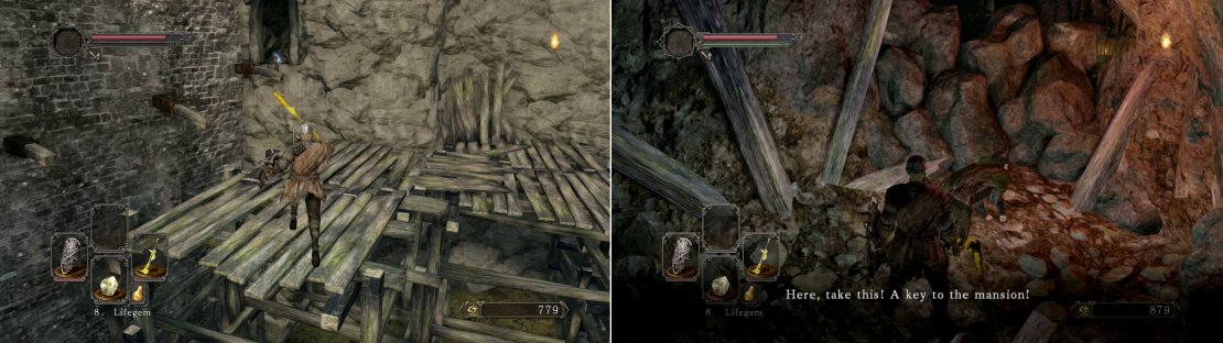 Make sure to jump across to the platform and also there&rsquo;s a lot of dialogue to sit through until he gives you his key.