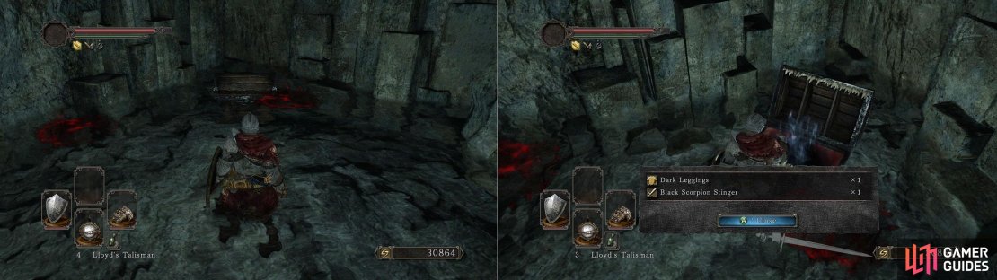You can safely &lsquo;disarm&rsquo; the chest by throwing a Lloyd&rsquo;s Talisman at it and it&rsquo;ll now open up for you and allow you to collect what&rsquo;s inside! Hooray!