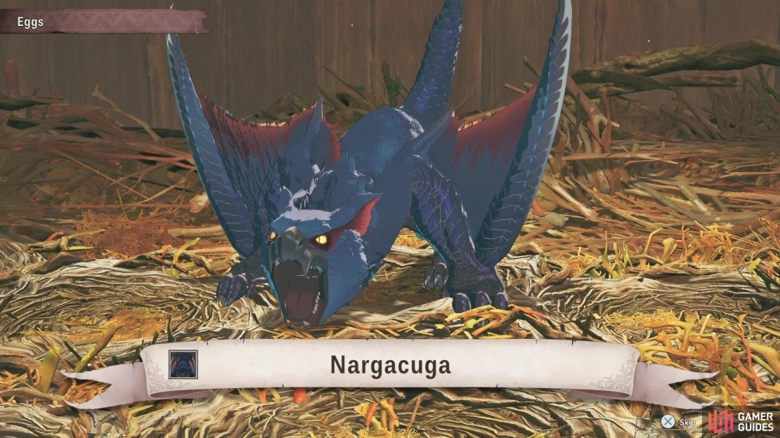 Hatch the egg you get from the Invasive Nerscylla’s den to get a Nargacuga Monstie!