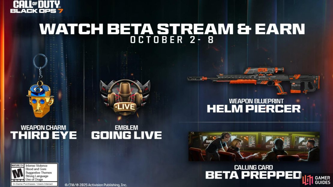 An example of the Black Ops 7 Beta Rewards you can earn via watching streams. Image via Activision.