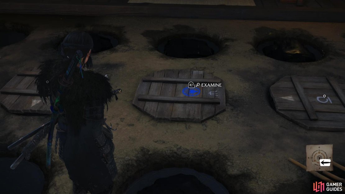 Note the symbols on the platforms in the dye house,