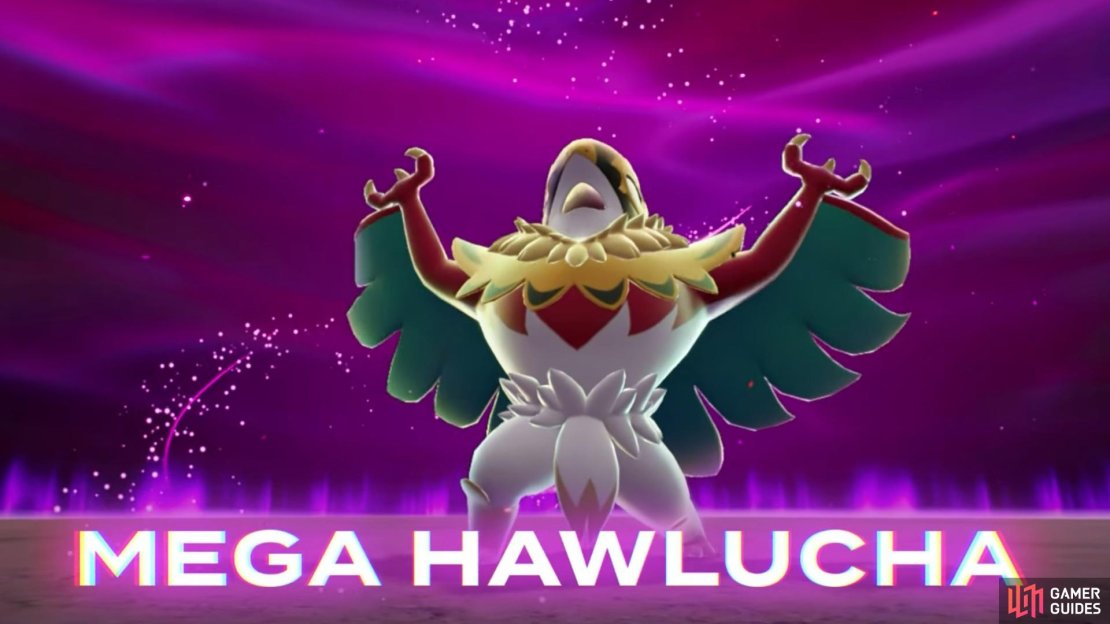 Here is a look at how to get Mega Hawlucha, since you went out of your way to farm that masked bird. Image via Gamer Guides / Nintendo.