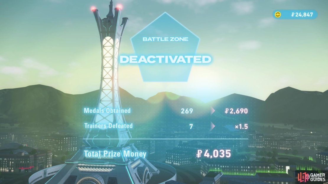 When dawn breaks, battle zones deactivate and you get rewards for finishing them. Image via Gamer Guides / Nintendo.