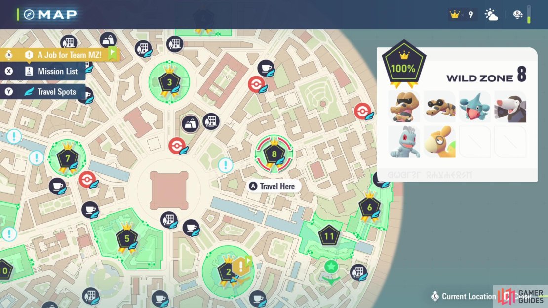 Wild Zone 8 is located in the Jaune Plaza