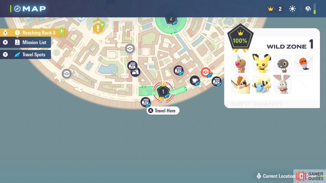 Wild Zone 1 is located to the northeast of Pokemon Research Lab.