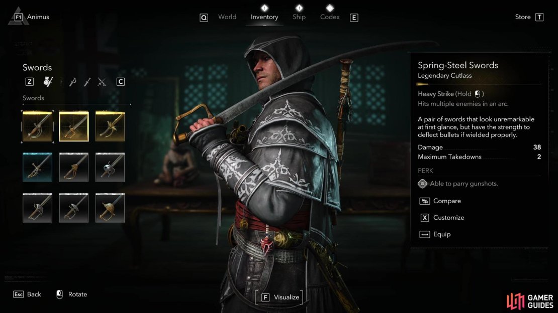 The Spring-Steel Swords will be added to your inventory when you complete the final Assassin Contract.