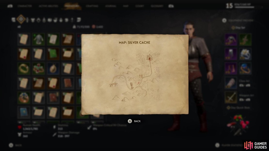 Find the Treasure Map - Silver Cache during The Cursed Chasm quest.