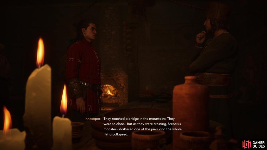 Gossip with the innkeeper in Svartrau City to learn about Skender&rsquo;s lost treasure.
