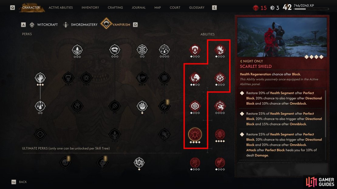 Half of the abilities on the Vampirism tree are locked - you must consume specific vrakhiri blood to unlock these abilities.