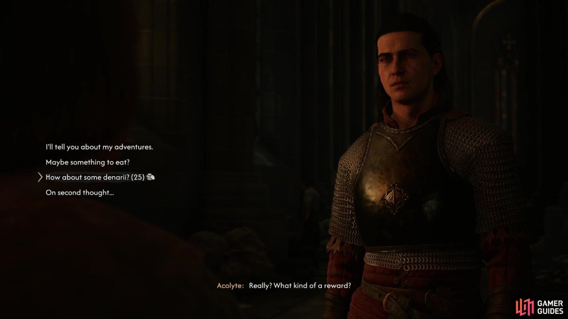 During the quest &ldquo;A monk and a Saint&rdquo;, bribe a young acolyte to get into the room he&rsquo;s cleaning,