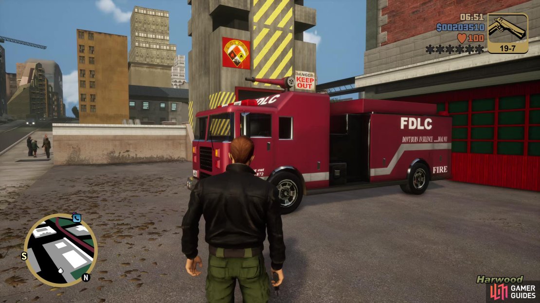 Steal a Firetruck and then press up on the D-PAD to begin the mission.
