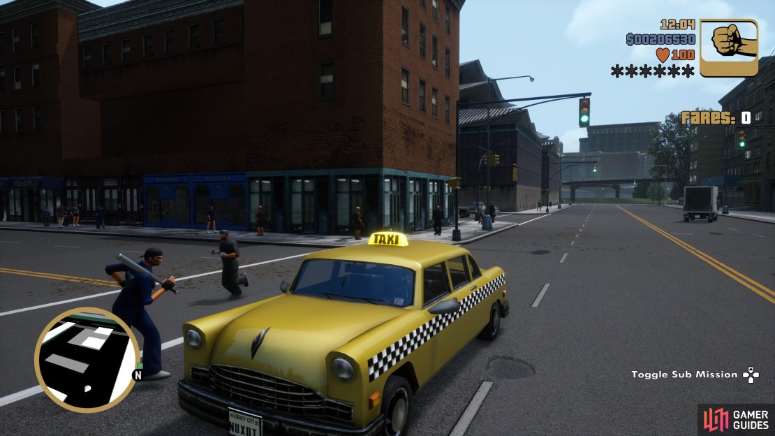 Commandeer a Taxi and press up on the D-PAD to begin the Taxi Mission.