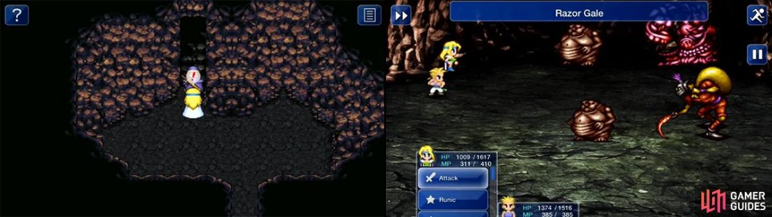 For some reason, Siegfried thinks he can be useful here. He follows the thieves throughout the cave. During fights, use Sabin&rsquo;s Razor Gale for swift conclusions.