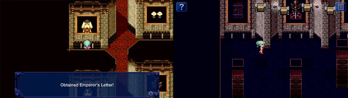 Examine the portrait of Gestahl twice to get the Emperor&rsquo;s Letter. In the room with four chests, you must fight a battle for each chest. You are then free to take the contents.