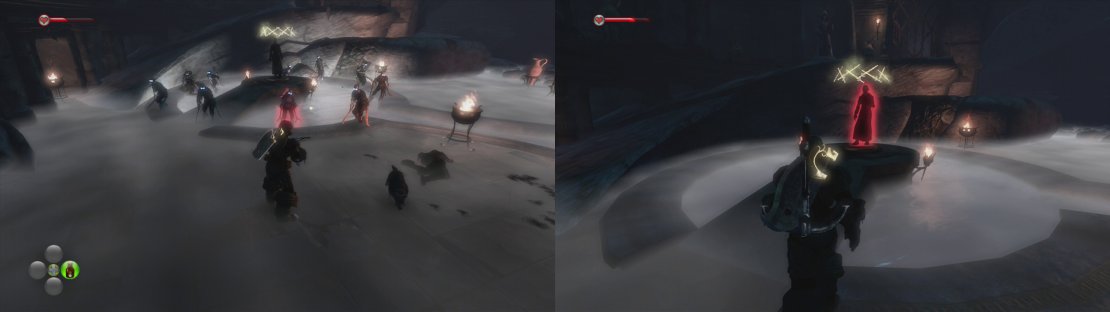 Defeat the boss&rsquo;s minions (left) and then take on the big kahuna himself (right).
