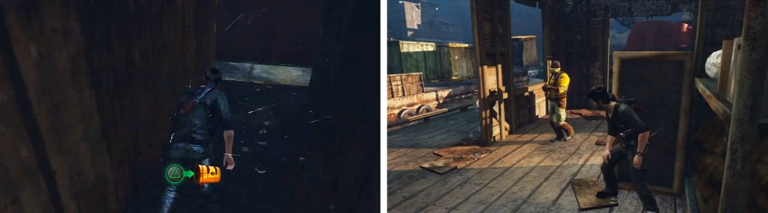 Get the treasure in the open container (left) and then head back and kill Ramses&rsquo; man (right).